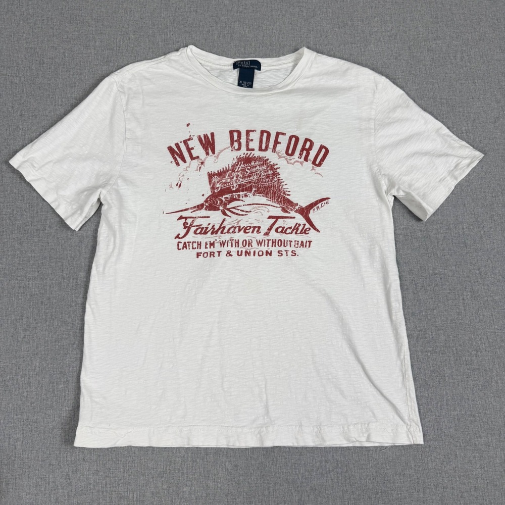 Polo Ralph Lauren White New Bedford Fishing Graphic T-Shirt XL 18-20